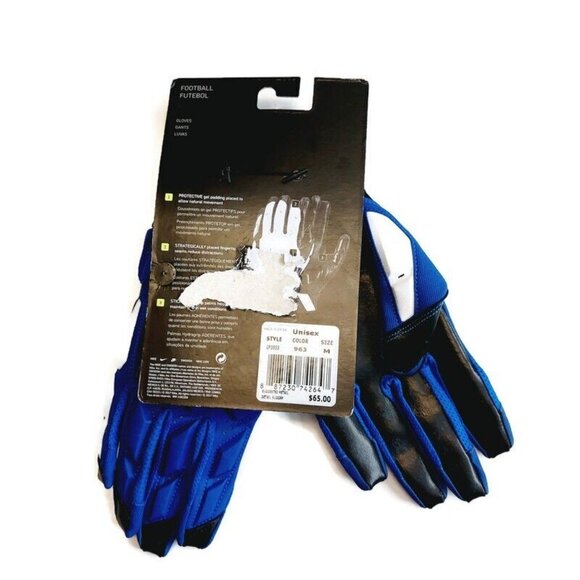 NIKE D-Tack 6.0 Durable Lineman Football Padded Gloves Mens Size M Blue White - Picture 3 of 5